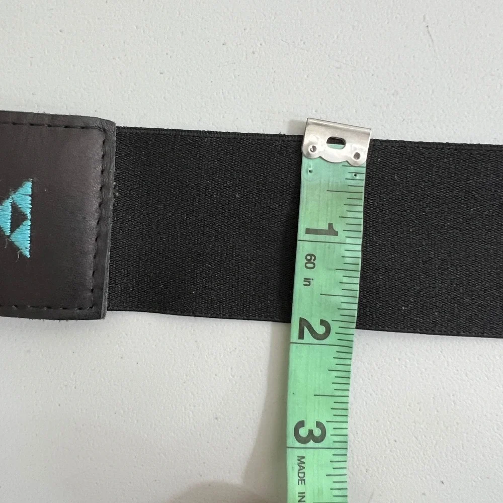 Womens Black Leather Embroidered Southwestern‎ Elastic Waist Belt M Festival USA